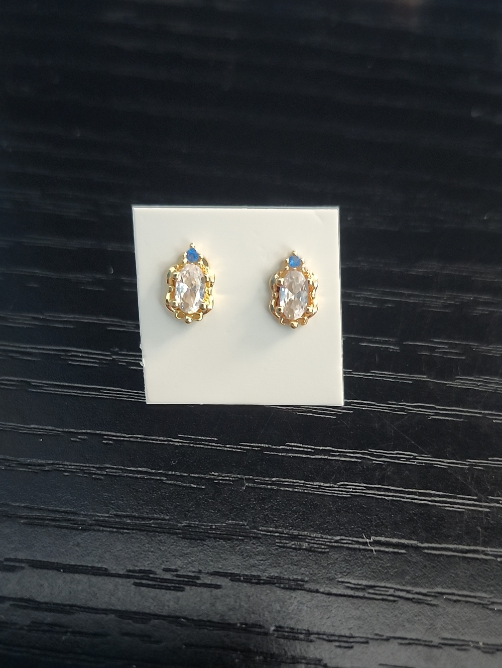 Disney's Snow White Inspired Magic Mirror Crystal and Blue Accent Stud Earrings